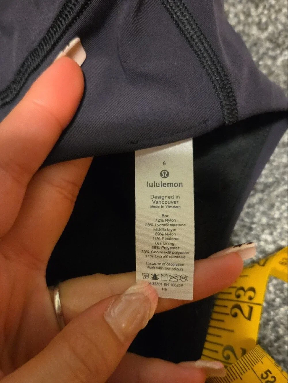 Lululemon High Neck Black Sports Bra Size 6